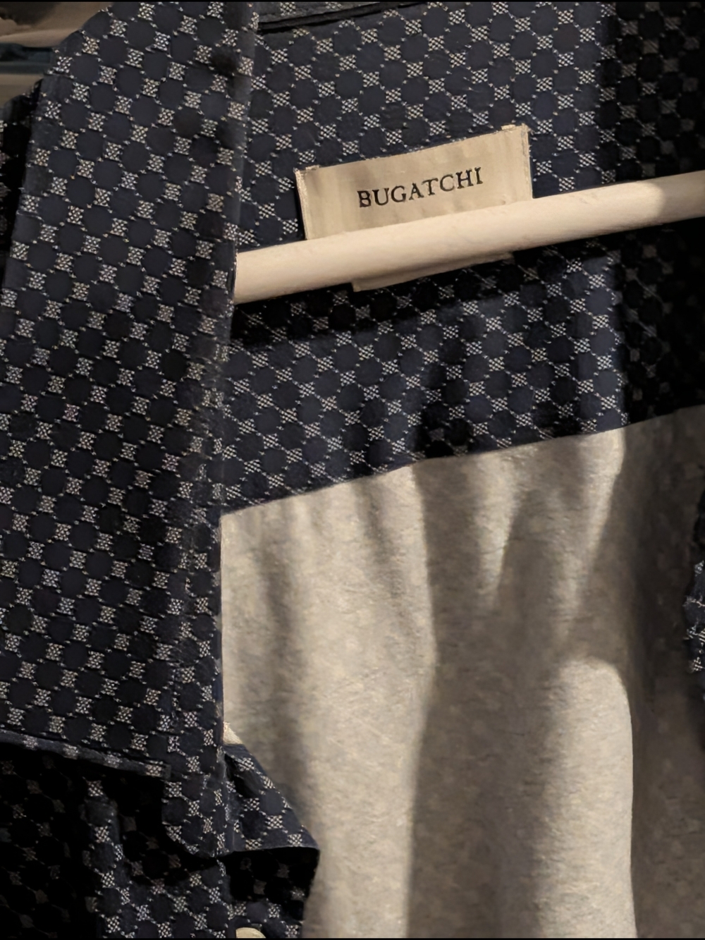 Bugatchi Navy Geometric Print Button-Down Shirt